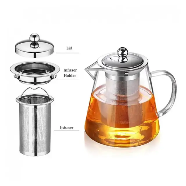 Ceainic cu infuzor, sticla, rezistent la foc, 750ml