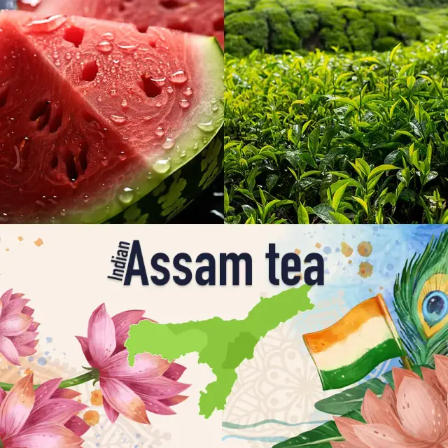 Ceai verde indian cu aromă de pepene verde, regiunea Assam