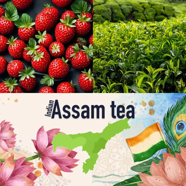 Ceai verde indian cu aromă de căpșuni, regiunea Assam