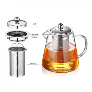 Ceainic cu infuzor, sticla, rezistent la foc, 750ml